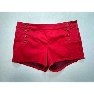 Blackheart Women's Casual Nautical Shorts Flat Front Lightweight Size 26 Red